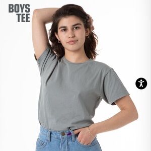 Los Angeles Apparel Garment Dyed Short Sleeve Boyfriend Tee in Eucalyptus